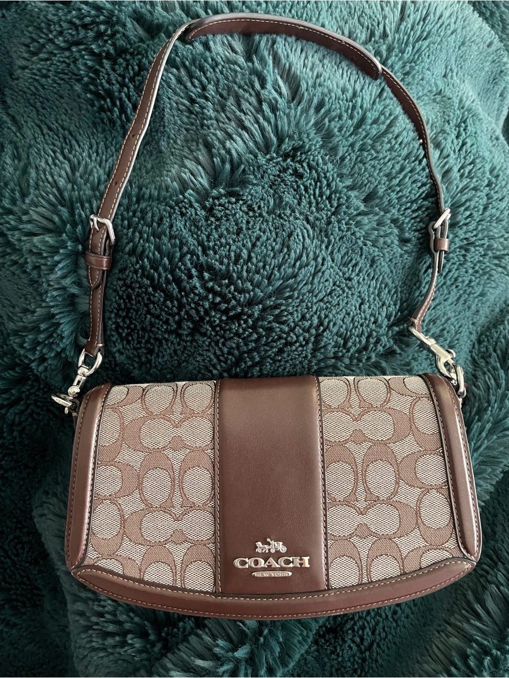 COACH Andrea Brown Signature Canvas Shoulder Bag